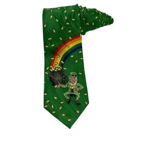 Keith Daniels St Patrick’s Day Rainbow Pot Of Gold Leprechaun Novelty Necktie